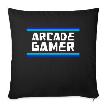 Arcade Gamer RetroGaming Blau - Sofakissenbezug 45 x 45 cm - Schwarz - Vorne