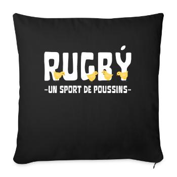 Rugby un sport de poussins - Housse de coussin décorative 45 x 45 cm - noir - Devant