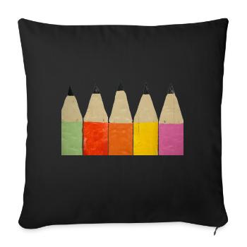 colorful pencils transparent - Sofa pillowcase 17,3'' x 17,3'' (45 x 45 cm) - black - Front