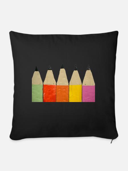 bunte Bleistifte transparent - Sofakissenbezug 45 x 45 cm - Schwarz