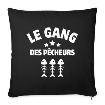 pêcheur, fan de pêche, je suis pêcheur - Housse de coussin décorative 45 x 45 cm - noir - Devant