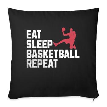 Manger, dormir, jouer au basket-ball, répéter : la vie d’un vrai - Housse de coussin décorative 45 x 45 cm - noir - Devant