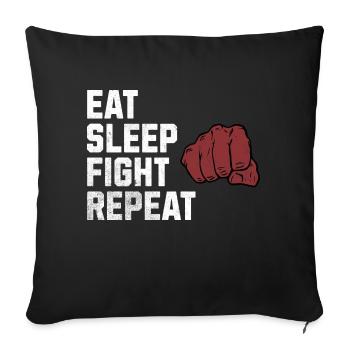 Manger, dormir, se battre, répéter : la vie d’un guerrier - Housse de coussin décorative 45 x 45 cm - noir - Devant