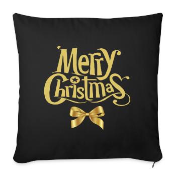 Merry Christmas, joyeux Noël, joyeuses fêtes - Housse de coussin décorative 45 x 45 cm - noir - Devant