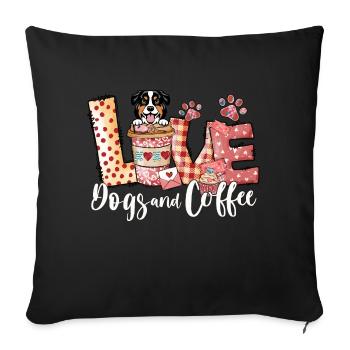 Australian Shephard Dog Coffee Lover Valentines Da - Sofa pillowcase 17,3'' x 17,3'' (45 x 45 cm) - black - Front