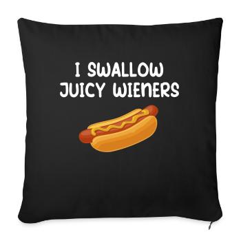 J’avale Juicy Wieners Sarcastique Famille Drôle - Housse de coussin décorative 45 x 45 cm - noir - Devant