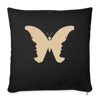 Schmetterlings-Gesicht - Sofakissenbezug 45 x 45 cm - Schwarz - Vorne