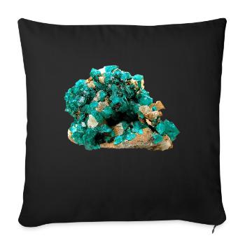 Dioptas Mineral Kupfersmaragd Silikat Kristall - Sofakissenbezug 45 x 45 cm - Schwarz - Vorne