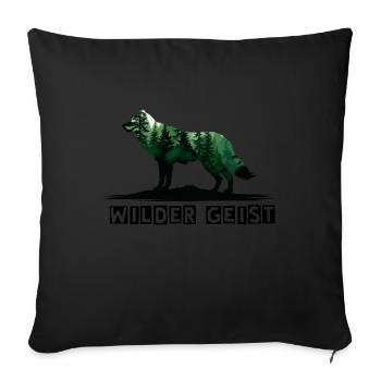 Wolf – Wilder Geist - Sofakissenbezug 45 x 45 cm - Schwarz - Vorne