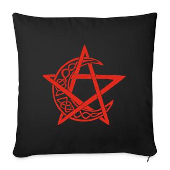 Rotes Mond-Pentagramm - Sofakissenbezug 45 x 45 cm - Schwarz - Vorne