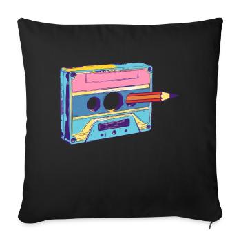 Cassette Music Mixtape Cassette Player 80s - Sofa pillowcase 17,3'' x 17,3'' (45 x 45 cm) - black - Front