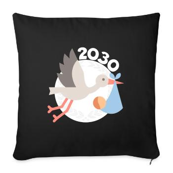 Cigogne avec bébé 2030 - Housse de coussin décorative 45 x 45 cm - noir - Devant