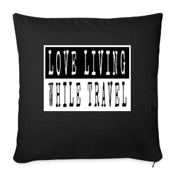 Camping Drôle Calligraphique Randonnée Manger Dormir Voyage - Housse de coussin décorative 45 x 45 cm - noir - Devant