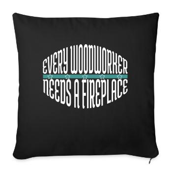 Menuisier Badge Fier charpentier crâne T-shirts - Housse de coussin décorative 45 x 45 cm - noir - Devant