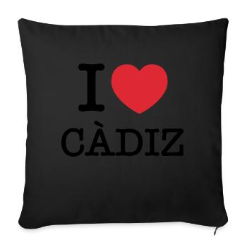 J’aime Cadix | Cadix | I Heart Cádiz | Espagne - Housse de coussin décorative 45 x 45 cm - noir - Devant