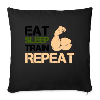 Biceps Eat Sleep Train - Sofa pillowcase 17,3'' x 17,3'' (45 x 45 cm) - black - Front