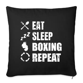 Manger Sommeil Boxe Répéter - Housse de coussin décorative 45 x 45 cm - noir - Devant