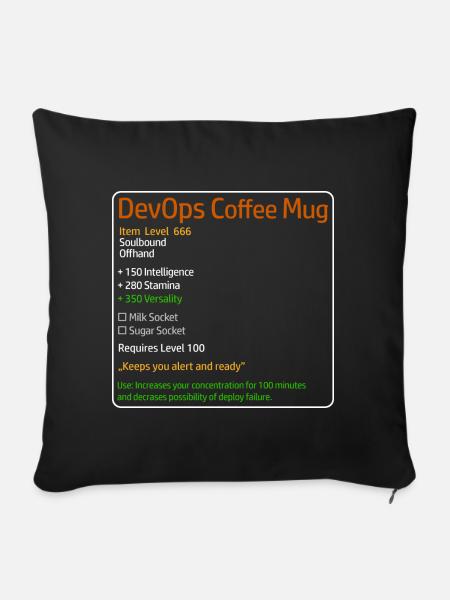 DevOps Kaffeetasse System Admin Theme - Sofakissenbezug 45 x 45 cm - Schwarz