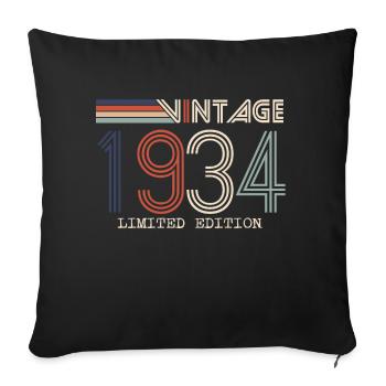Vintage 1934 Cadeau Anniversaire - Millésime 1934 - Housse de coussin décorative 45 x 45 cm - noir - Devant
