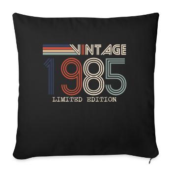 Vintage 1985 Cadeau Anniversaire - Millésime 1985 - Housse de coussin décorative 45 x 45 cm - noir - Devant