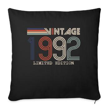 Vintage 1992 Cadeau Anniversaire - Millésime 1992 - Housse de coussin décorative 45 x 45 cm - noir - Devant