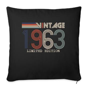 Vintage 1963 Cadeau Anniversaire - Millésime 1963 - Housse de coussin décorative 45 x 45 cm - noir - Devant
