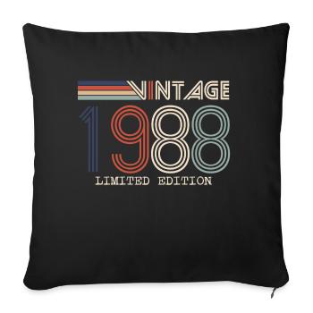 Vintage 1988 Cadeau Anniversaire - Millésime 1988 - Housse de coussin décorative 45 x 45 cm - noir - Devant