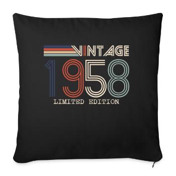 Vintage 1958 Cadeau Anniversaire - Millésime 1958 - Housse de coussin décorative 45 x 45 cm - noir - Devant