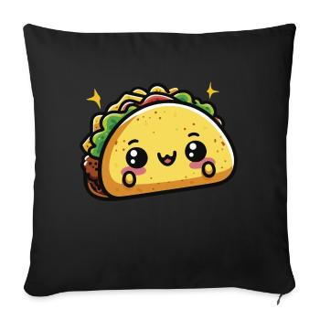 Cute Kawaii Chibi Tacos 1 - Sofa pillowcase 17,3'' x 17,3'' (45 x 45 cm) - black - Front