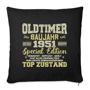 Jahrgang 1951 geboren Retro Geburtstag Vintage - Sofakissenbezug 45 x 45 cm - Schwarz - Vorne