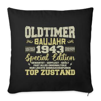 Jahrgang 1943 geboren Retro Geburtstag Vintage - Sofakissenbezug 45 x 45 cm - Schwarz - Vorne