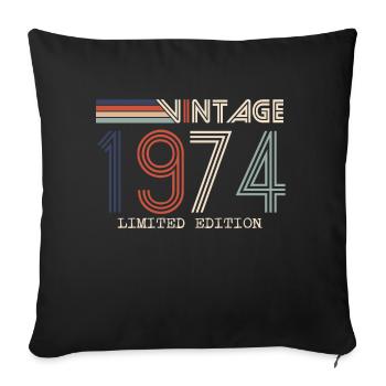 Vintage 1974 Anniversary Gift - Vintage 1974 - Sofa pillowcase 17,3'' x 17,3'' (45 x 45 cm) - black - Front