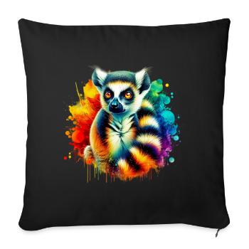 Lémurien - Housse de coussin décorative 45 x 45 cm - noir - Devant