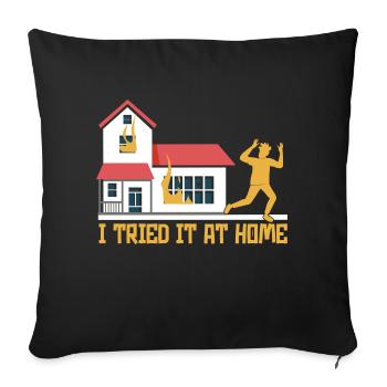 I Tried It At Home Skeleton Bicycle Accident - Sofa pillowcase 17,3'' x 17,3'' (45 x 45 cm) - black - Front