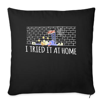I Tried It At Home Skeleton Bicycle Accident - Sofa pillowcase 17,3'' x 17,3'' (45 x 45 cm) - black - Front