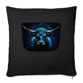 Signe du zodiaque Taureau - Housse de coussin décorative 45 x 45 cm - noir - Devant