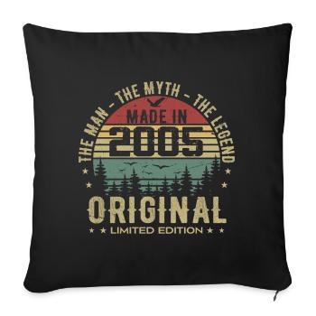 Original 2005 Retro 2005 Cadeau Anniversaire 2005 - Housse de coussin décorative 45 x 45 cm - noir - Devant