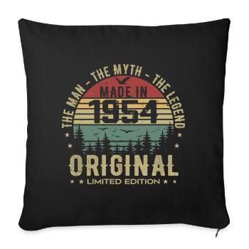 Original 1954 Retro 1954 Cadeau Anniversaire 1954 - Housse de coussin décorative 45 x 45 cm - noir - Devant