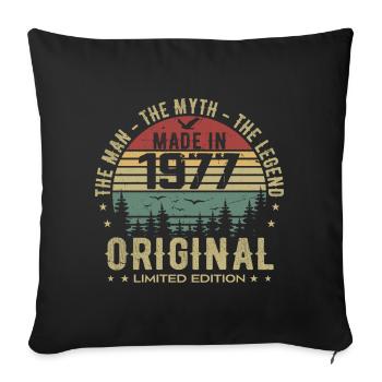 Original 1977 Retro 1977 Anniversary Gift 1977 - Sofa pillowcase 17,3'' x 17,3'' (45 x 45 cm) - black - Front