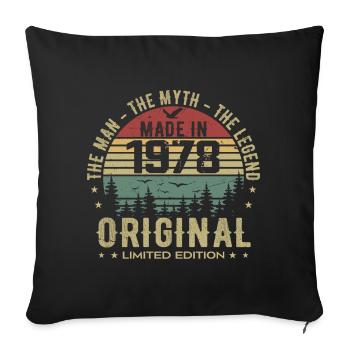 Original 1978 Retro 1978 Birthday Gift 1978 - Sofa pillowcase 17,3'' x 17,3'' (45 x 45 cm) - black - Front
