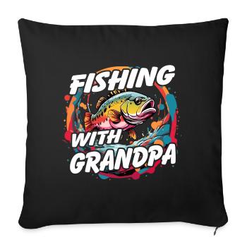 Pêche avec grand-père Motif de pêche coloré - Housse de coussin décorative 45 x 45 cm - noir - Devant