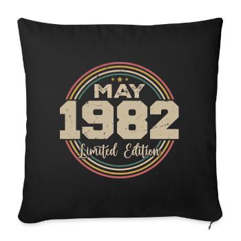 Mai 1982 Vintage Nées En Mai 1982 Anniversaire - Housse de coussin décorative 45 x 45 cm - noir - Devant