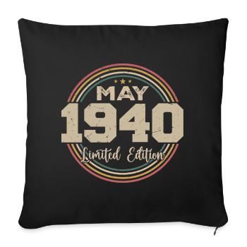 May 1940 Vintage Born In May 1940 Anniversary - Sofa pillowcase 17,3'' x 17,3'' (45 x 45 cm) - black - Front