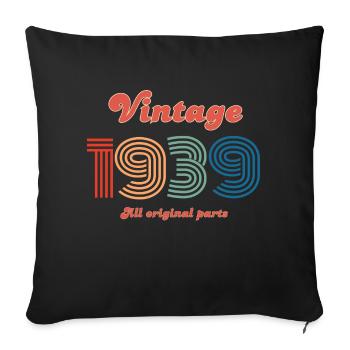 Vintage 1939 all original parts - Sofa pillowcase 17,3'' x 17,3'' (45 x 45 cm) - black - Front