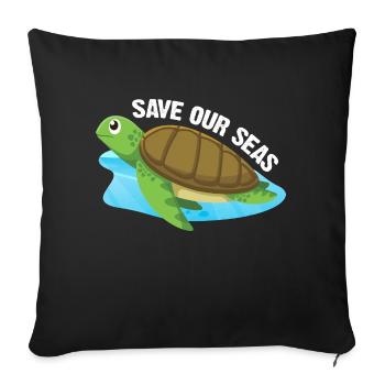 Save our Seas Turtle - Sofa pillowcase 17,3'' x 17,3'' (45 x 45 cm) - black - Front
