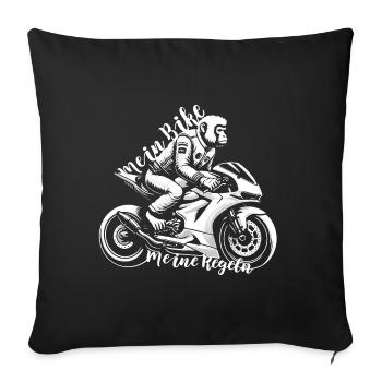Mein Bike Meine Regeln - Ein Affe auf einem Bike - Sofakissenbezug 45 x 45 cm - Schwarz - Vorne