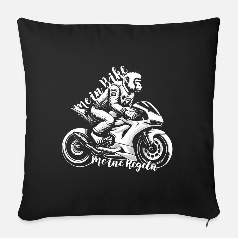Mein Bike Meine Regeln - Ein Affe auf einem Bike - Sofakissenbezug 45 x 45 cm - Schwarz