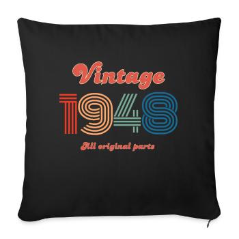 Vintage 1948 all original parts - Sofa pillowcase 17,3'' x 17,3'' (45 x 45 cm) - black - Front