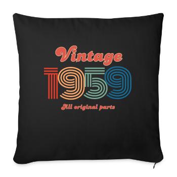 Vintage 1959 all original parts - Sofa pillowcase 17,3'' x 17,3'' (45 x 45 cm) - black - Front