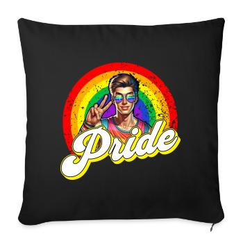 Pride Gay CSD Love LGBTQ Colors of the Rainbow - Sofa pillowcase 17,3'' x 17,3'' (45 x 45 cm) - black - Front
